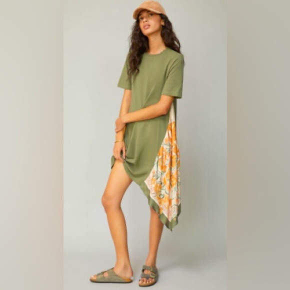 Anthropologie TINY Sage Green Giulia Contrast Tee Dress Size Medium - Picture 1 of 9
